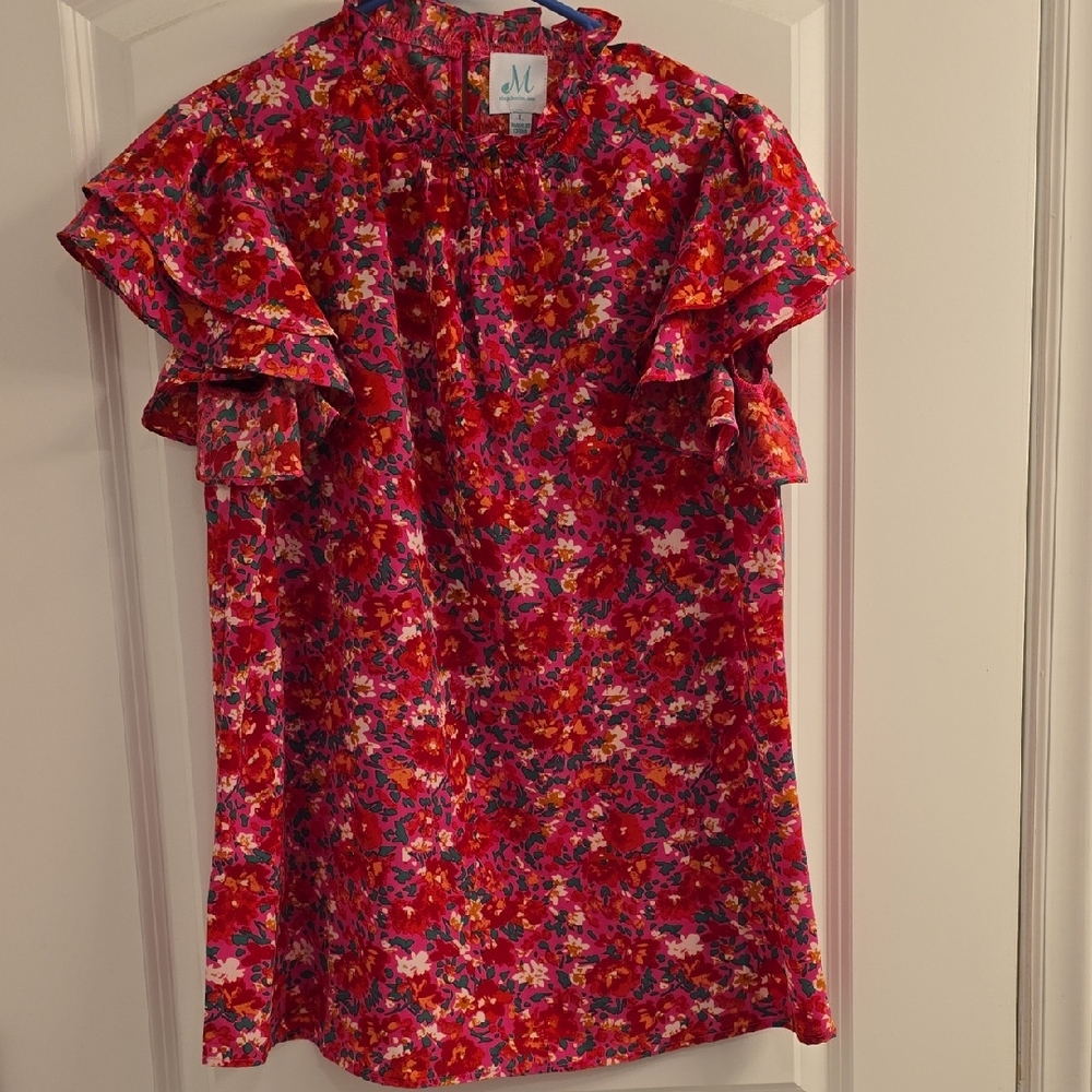 Floral Ruffle Sleeve Blouse